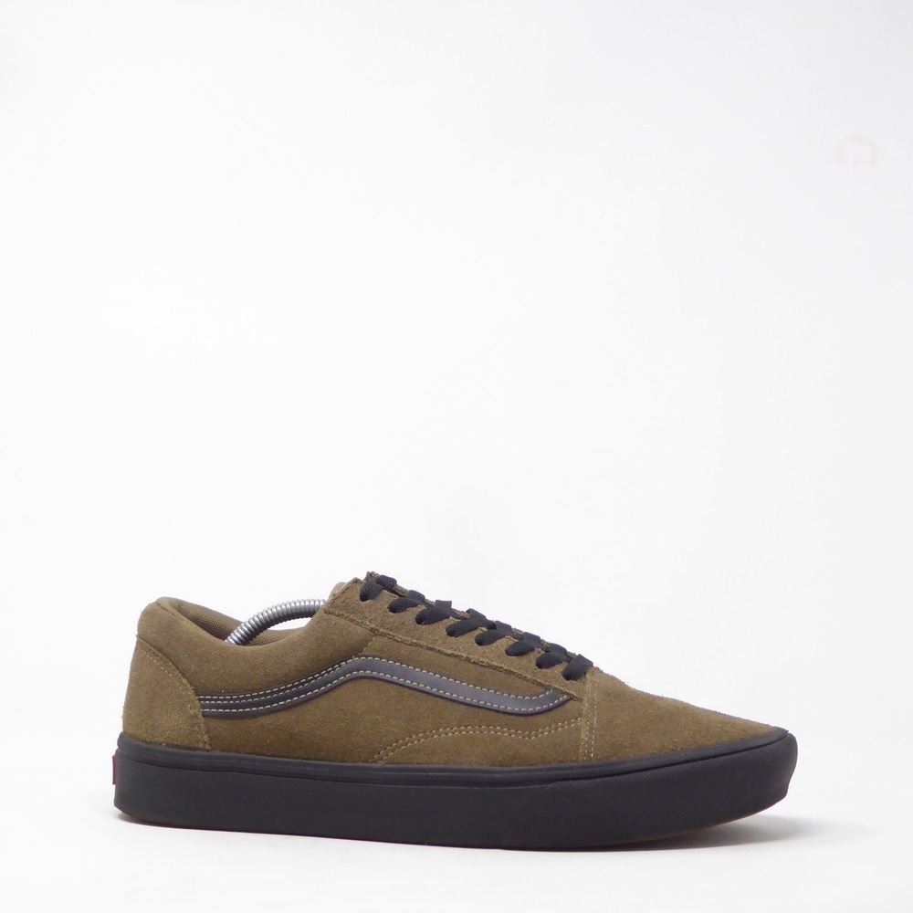 Vans Mens Old Skool ComfyCush Olive Green Black Suede Sneakers 12